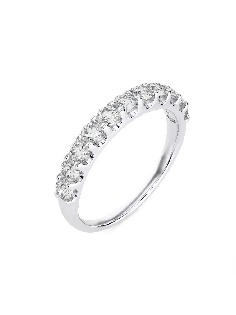 Anillo Medio Cintillo 11 Diamantes Naturales en Oro Blanco 18K 1