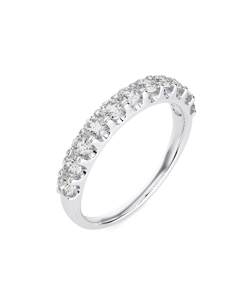 Anillo Medio Cintillo 11 Diamantes Naturales en Oro Blanco 18K
