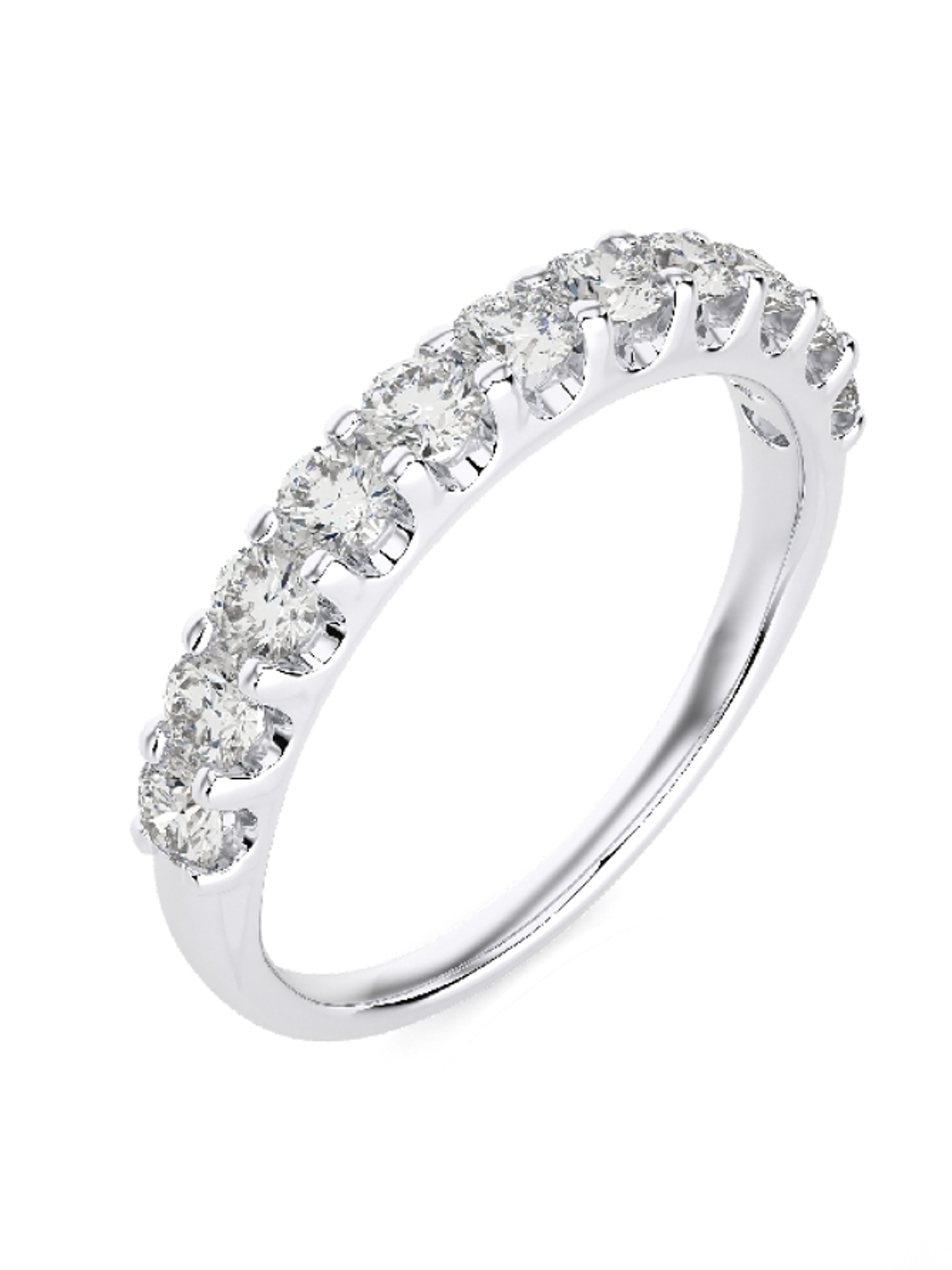 Anillo Medio Cintillo 11 Diamantes Naturales en Oro Blanco 18K 1