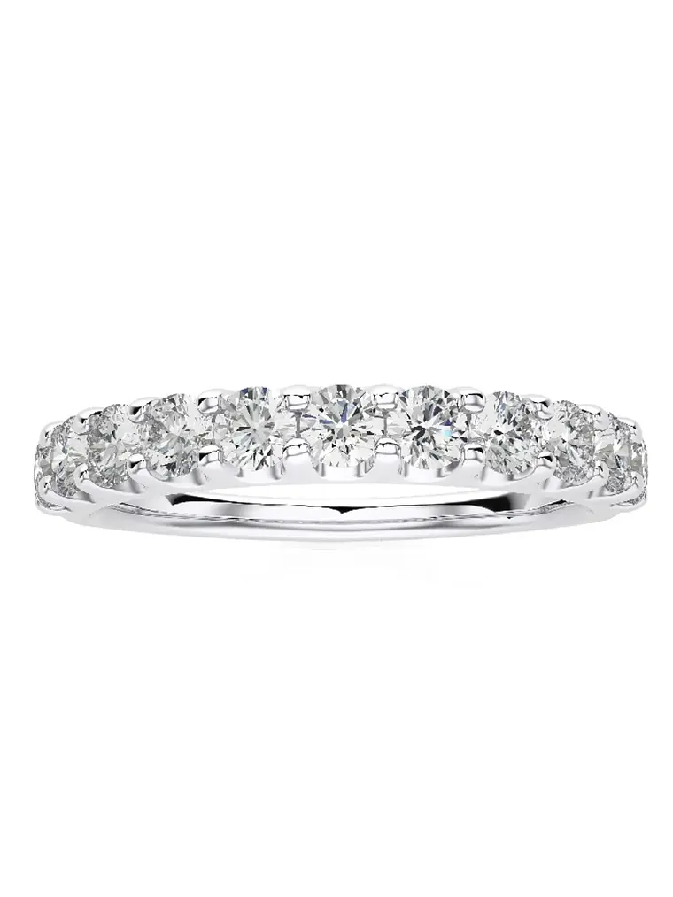 Anillo Medio Cintillo 11 Diamantes Naturales en Oro Blanco 18K 2