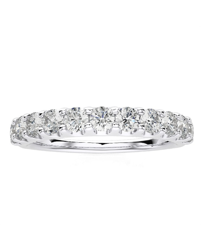 Anillo Medio Cintillo 11 Diamantes Naturales en Oro Blanco 18K