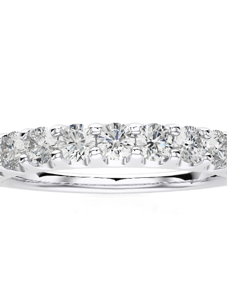 Anillo Medio Cintillo 11 Diamantes Naturales en Oro Blanco 18K 2