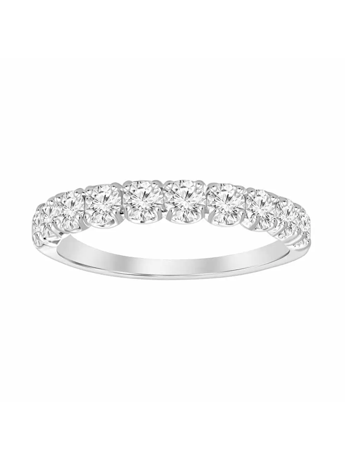 Anillo Medio Cintillo 11 Diamantes Naturales en Oro Blanco 18K 1