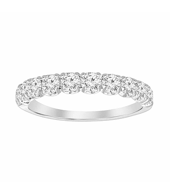 Anillo Medio Cintillo 11 Diamantes Naturales en Oro Blanco 18K