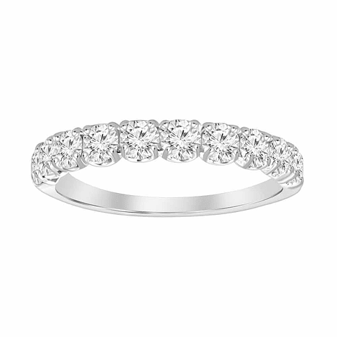 Anillo Medio Cintillo 11 Diamantes Naturales en Oro Blanco 18K