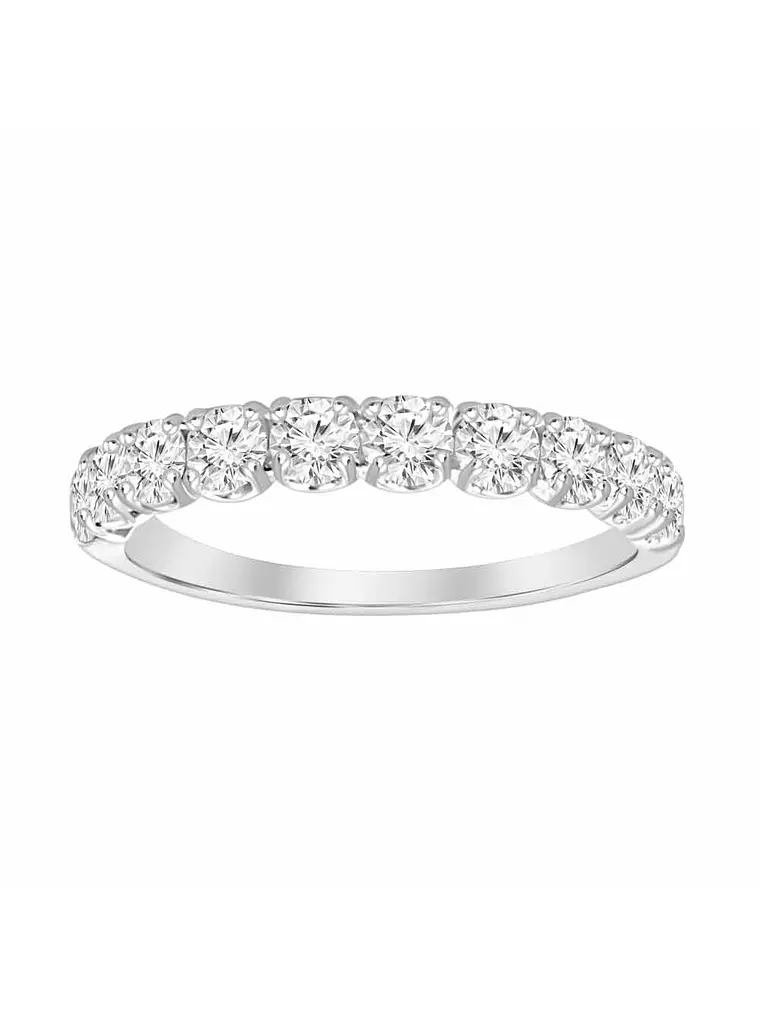 Anillo Medio Cintillo 11 Diamantes Naturales en Oro Blanco 18K 1