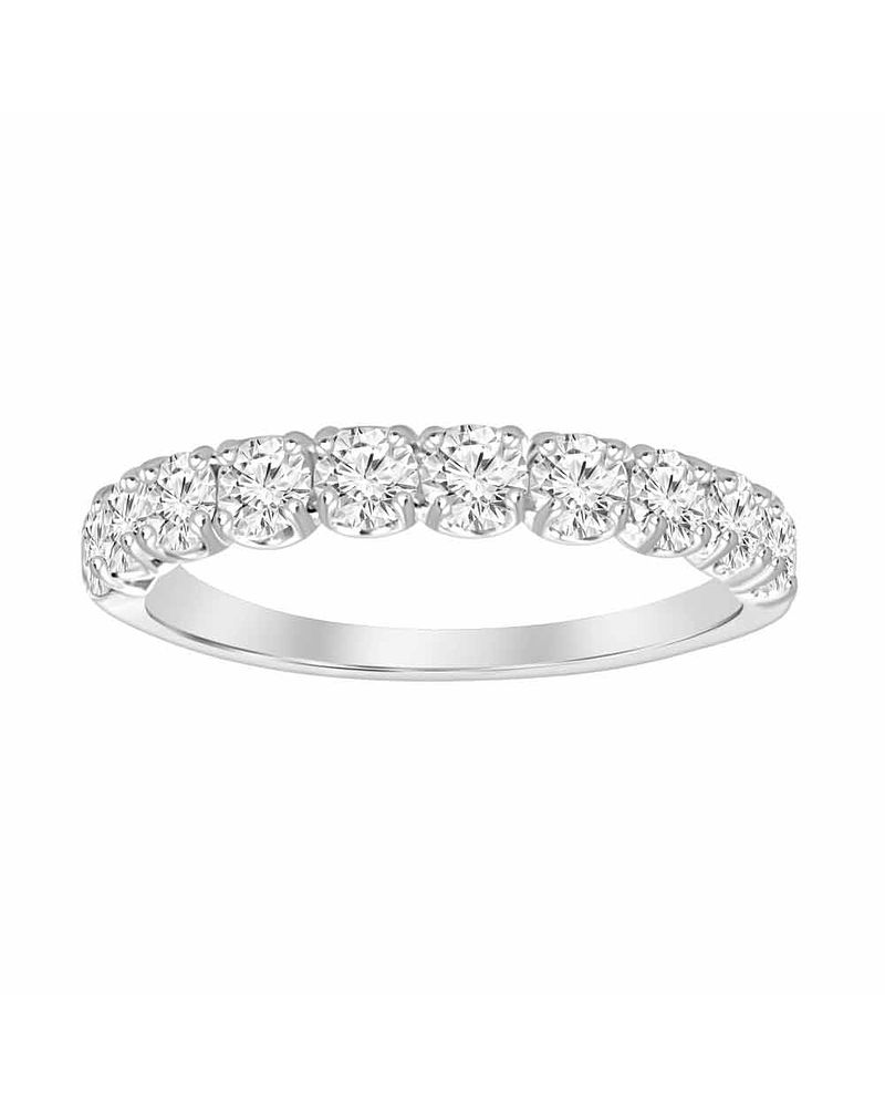 Anillo Medio Cintillo 11 Diamantes Naturales en Oro Blanco 18K