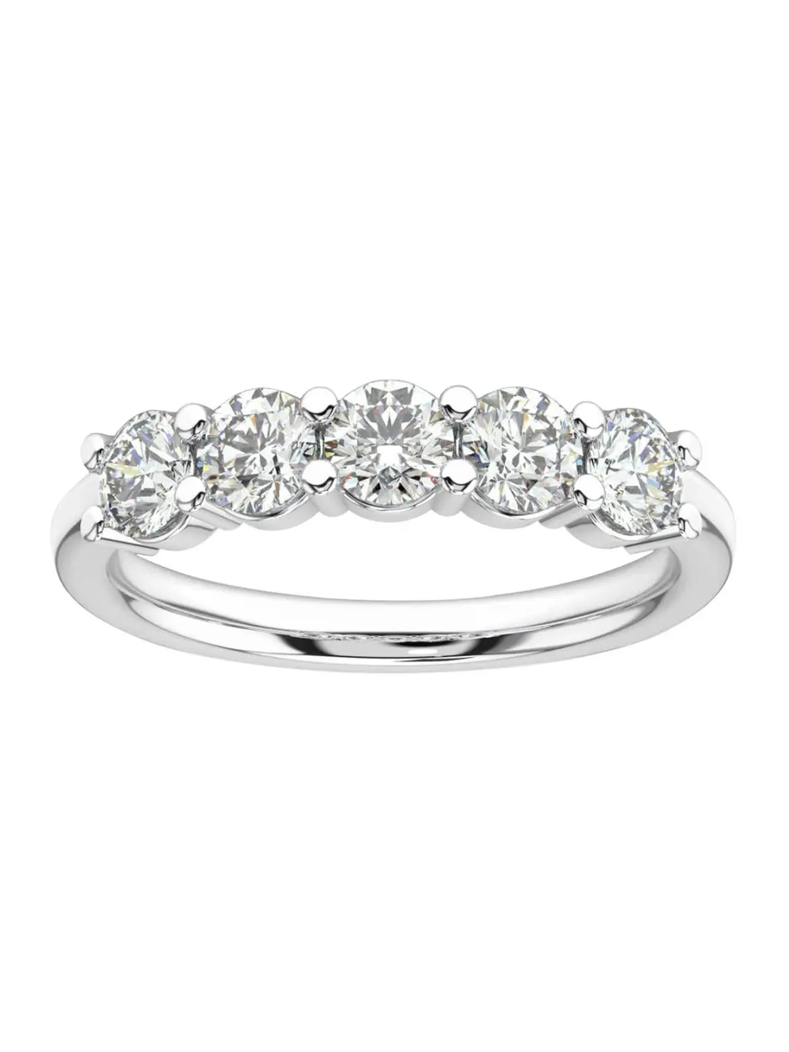 Anillo Cintillo 5 Diamantes Naturales en Oro Blanco 18K 1