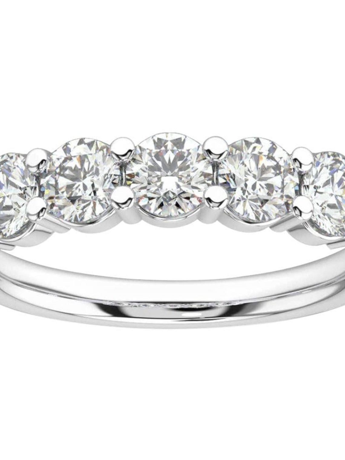 Anillo Cintillo 5 Diamantes Naturales en Oro Blanco 18K 1