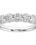 Anillo Cintillo 5 Diamantes Naturales en Oro Blanco 18K