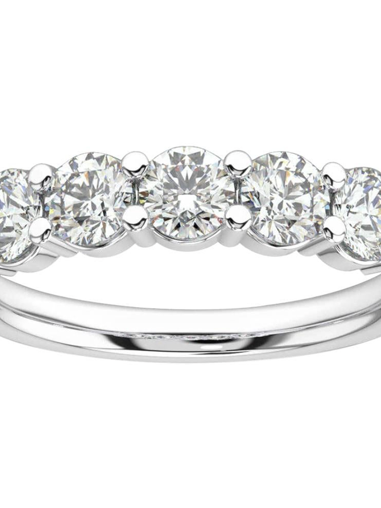 Anillo Cintillo 5 Diamantes Naturales en Oro Blanco 18K 1