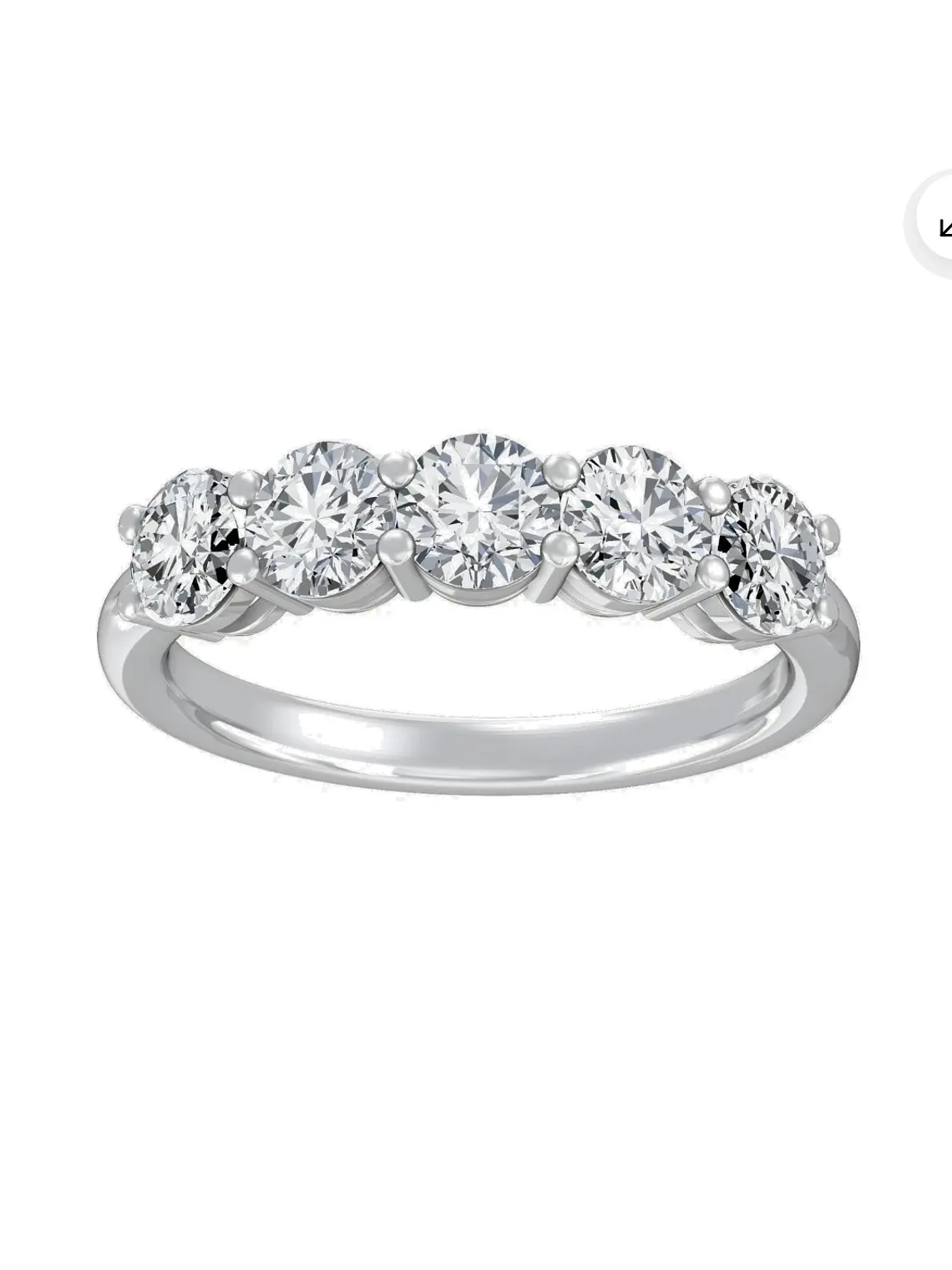 Anillo Cintillo 5 Diamantes Naturales en Oro Blanco 18K 2