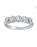Anillo Cintillo 5 Diamantes Naturales en Oro Blanco 18K