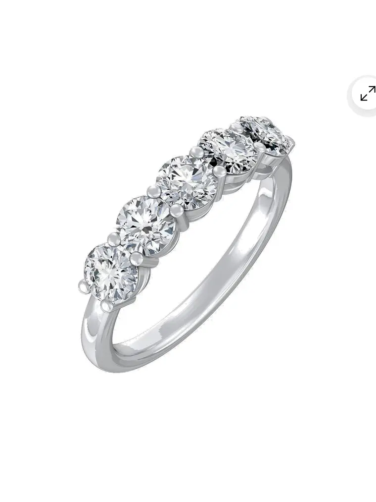 Anillo Cintillo 5 Diamantes Naturales en Oro Blanco 18K 3