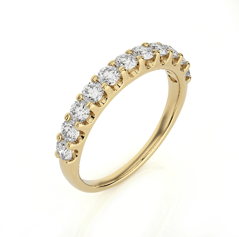 Anillo Medio Cintillo 11 Diamantes Naturales en Oro Amarillo 18K