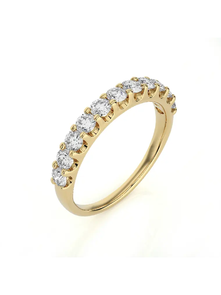 Anillo Medio Cintillo 11 Diamantes Naturales en Oro Amarillo 18K 1