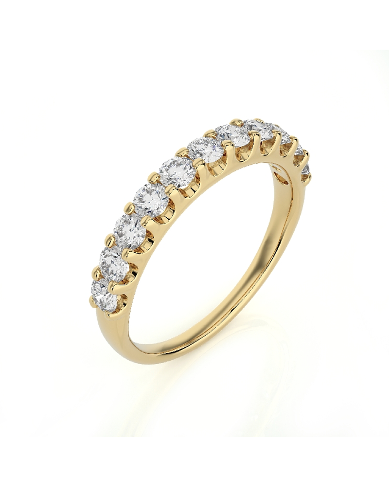 Anillo Medio Cintillo 11 Diamantes Naturales en Oro Amarillo 18K