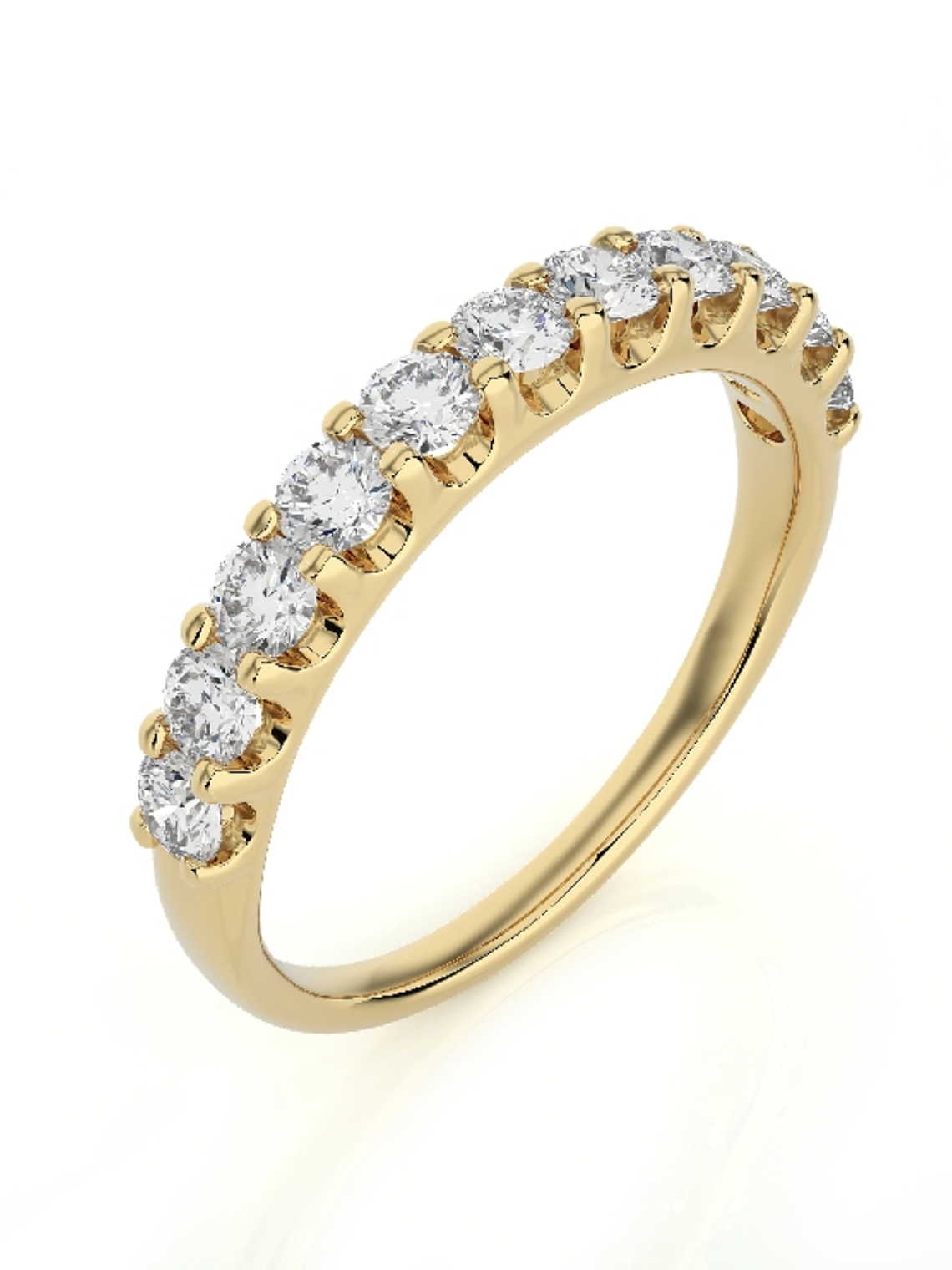 Anillo Medio Cintillo 11 Diamantes Naturales en Oro Amarillo 18K 1