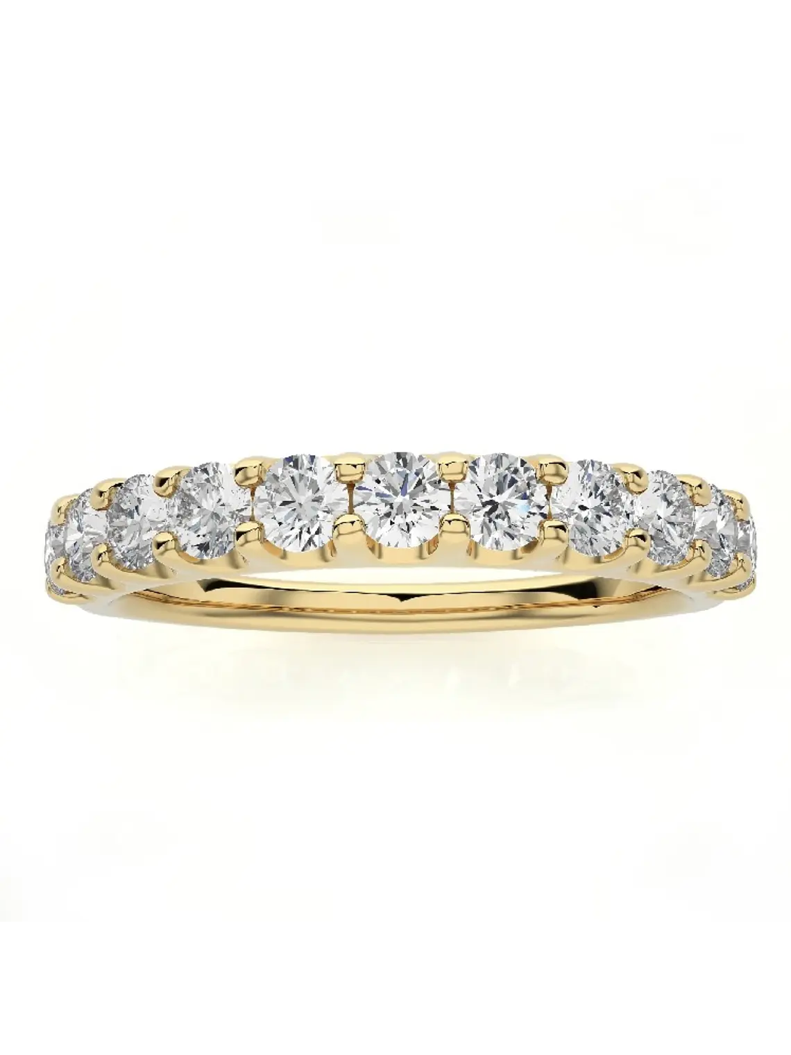 Anillo Medio Cintillo 11 Diamantes Naturales en Oro Amarillo 18K 3