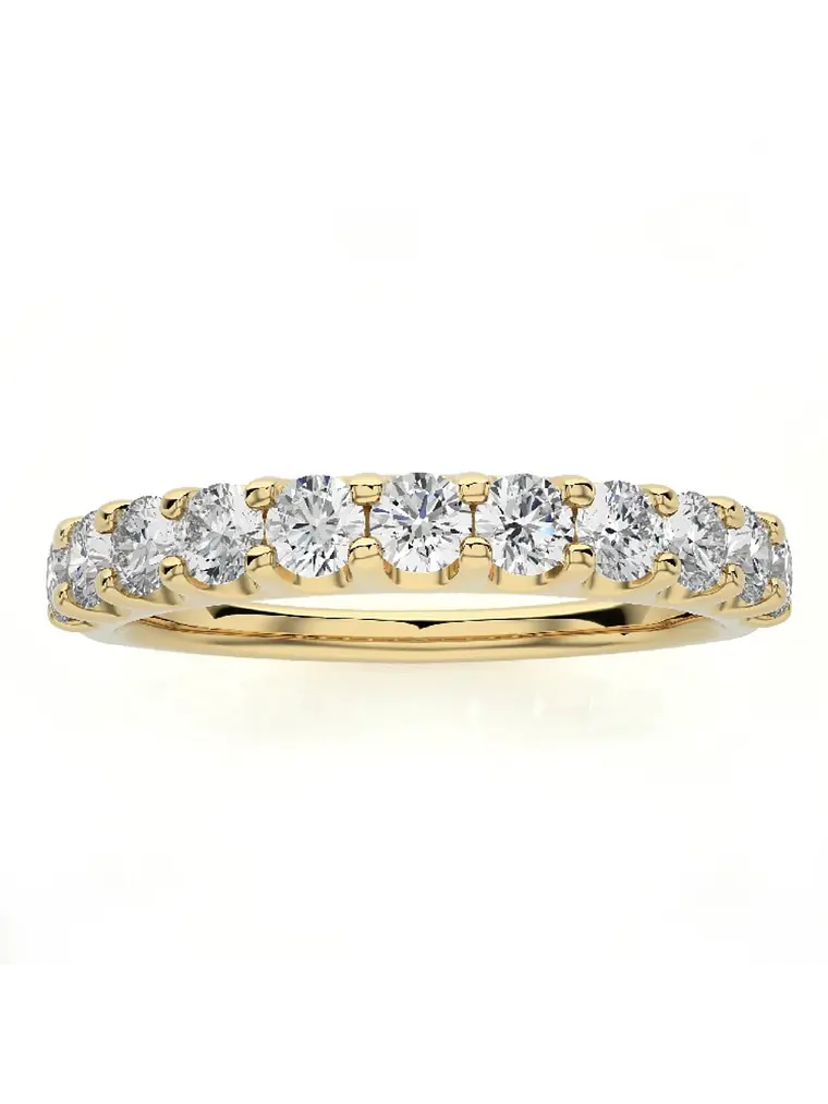 Anillo Medio Cintillo 11 Diamantes Naturales en Oro Amarillo 18K 3