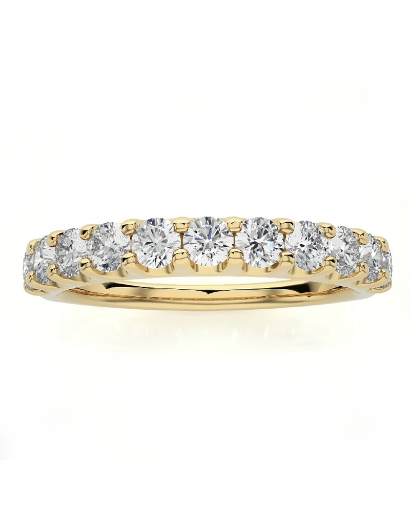 Anillo Medio Cintillo 11 Diamantes Naturales en Oro Amarillo 18K