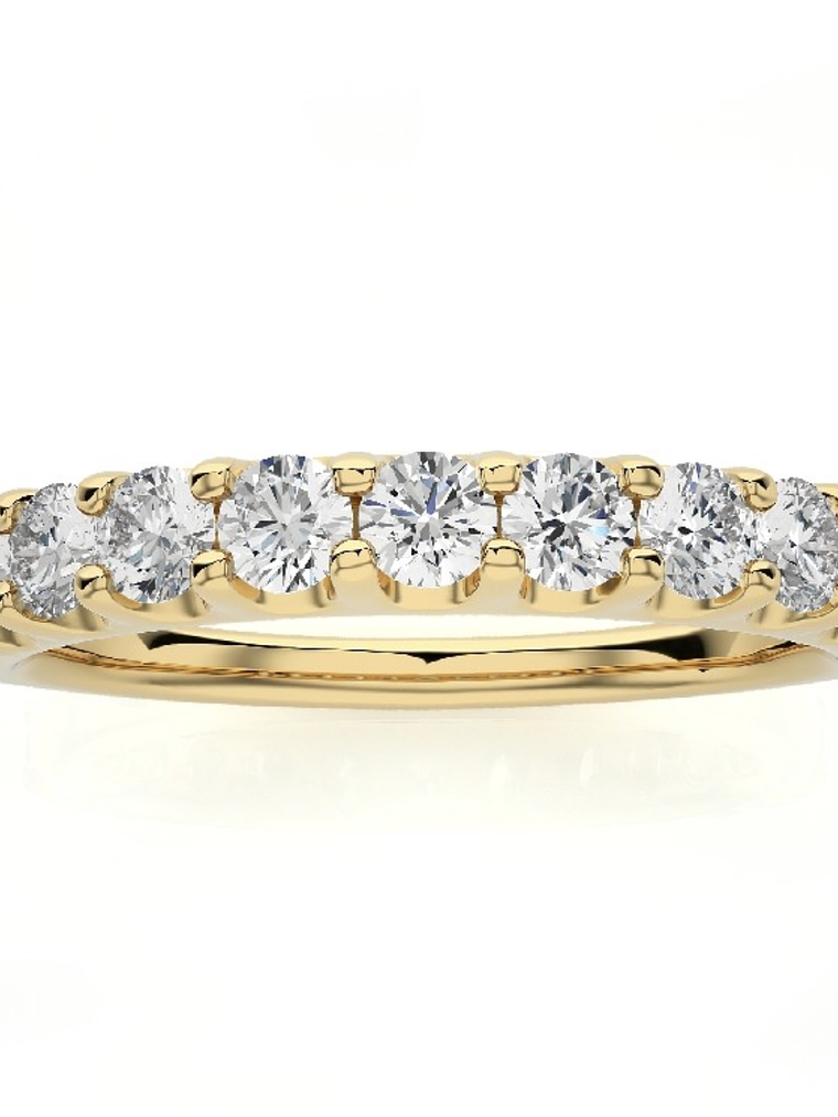 Anillo Medio Cintillo 11 Diamantes Naturales en Oro Amarillo 18K 3