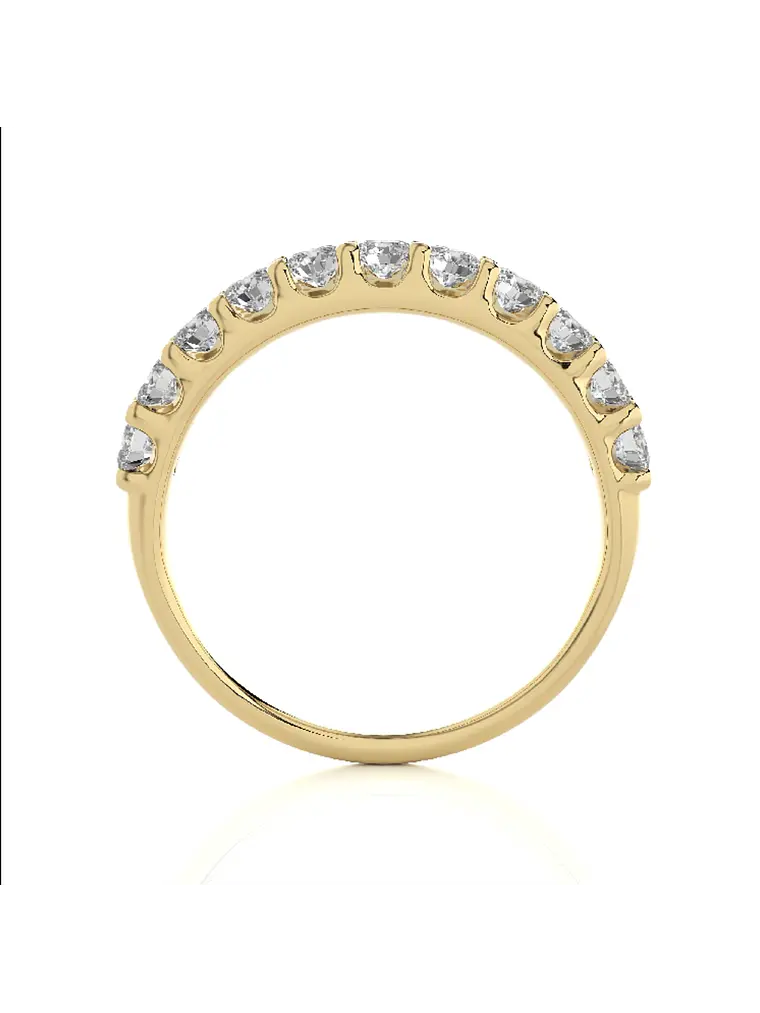 Anillo Medio Cintillo 11 Diamantes Naturales en Oro Amarillo 18K 4