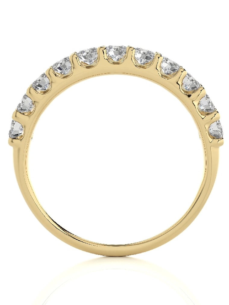 Anillo Medio Cintillo 11 Diamantes Naturales en Oro Amarillo 18K 4