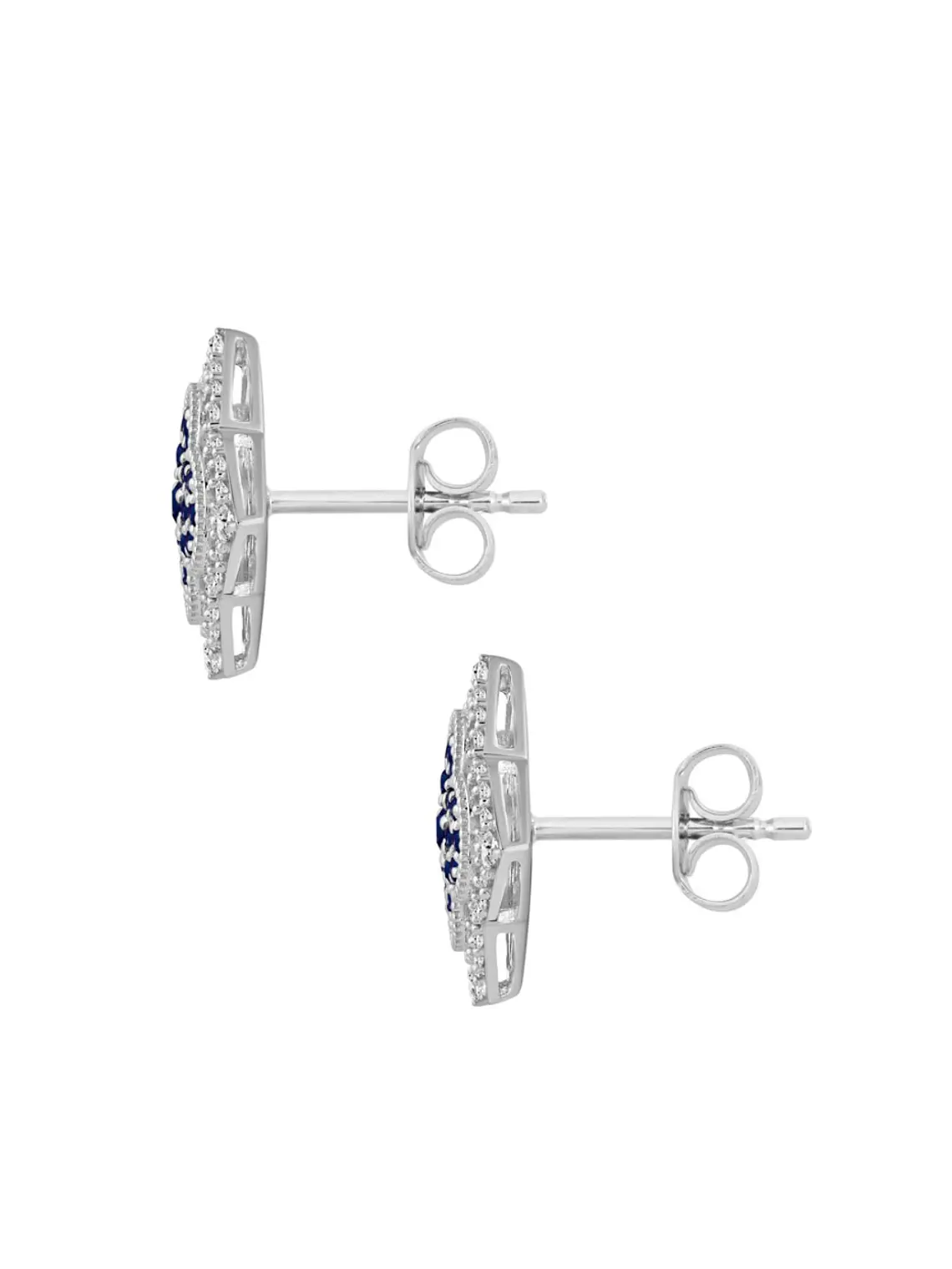 Aros Grandes Zafiros Azules y Diamantes en Oro Blanco 18K 4