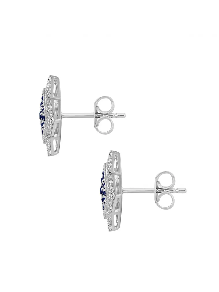 Aros Grandes Zafiros Azules y Diamantes en Oro Blanco 18K 4