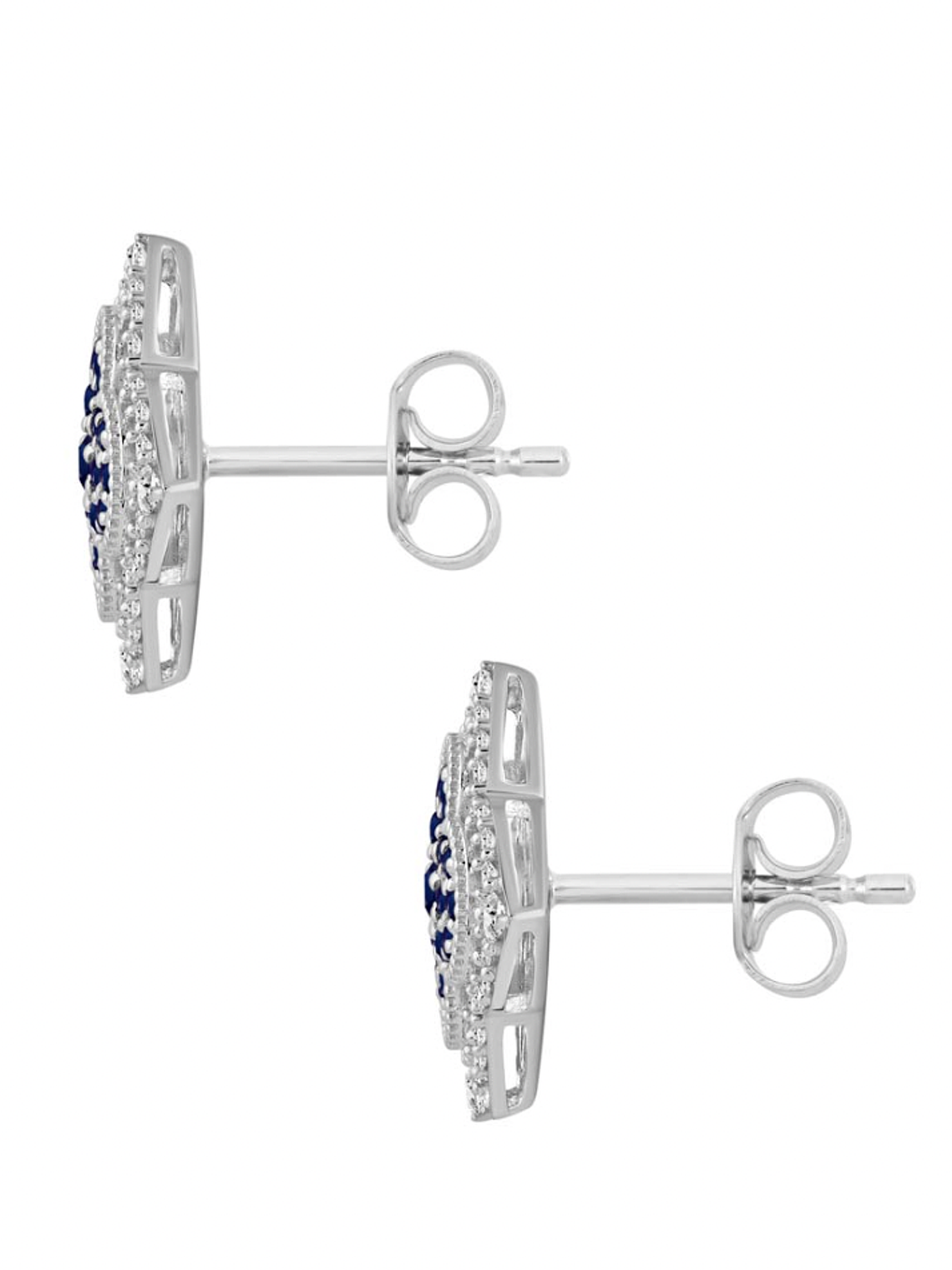 Aros Grandes Zafiros Azules y Diamantes en Oro Blanco 18K 4