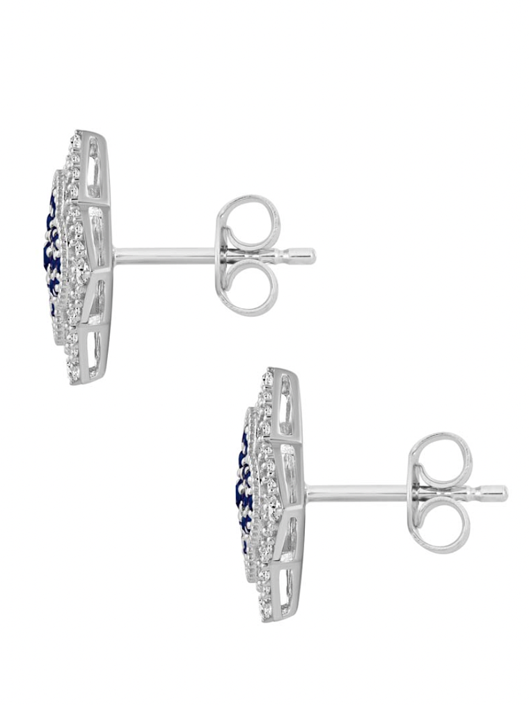 Aros Grandes Zafiros Azules y Diamantes en Oro Blanco 18K 4