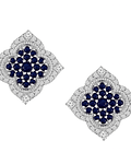 Aros Grandes Zafiros Azules y Diamantes en Oro Blanco 18K