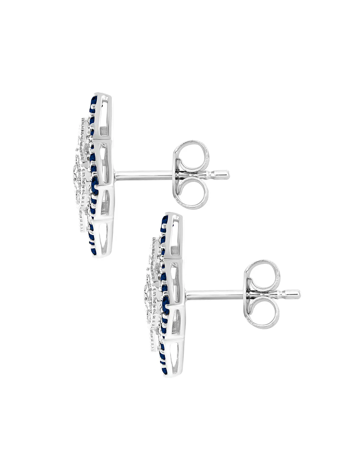 Aros Grandes Zafiros Azules y Diamantes en Oro Blanco 18K 3