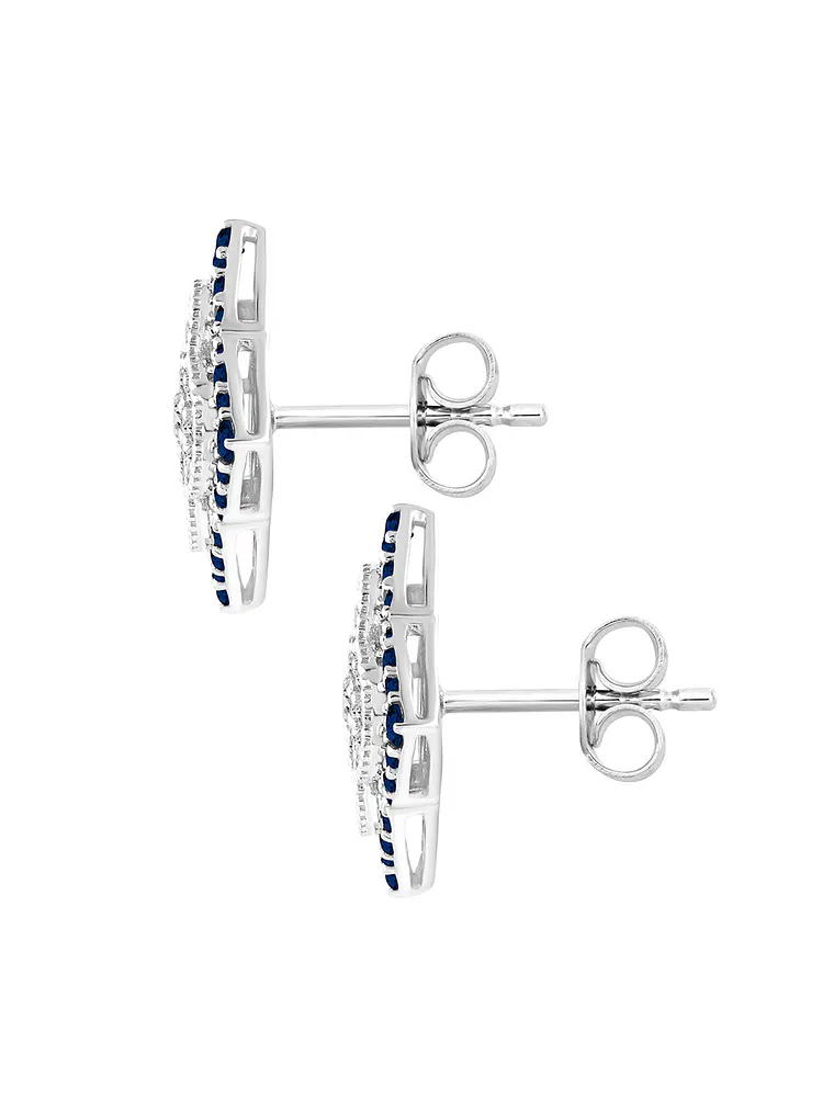 Aros Grandes Zafiros Azules y Diamantes en Oro Blanco 18K 3