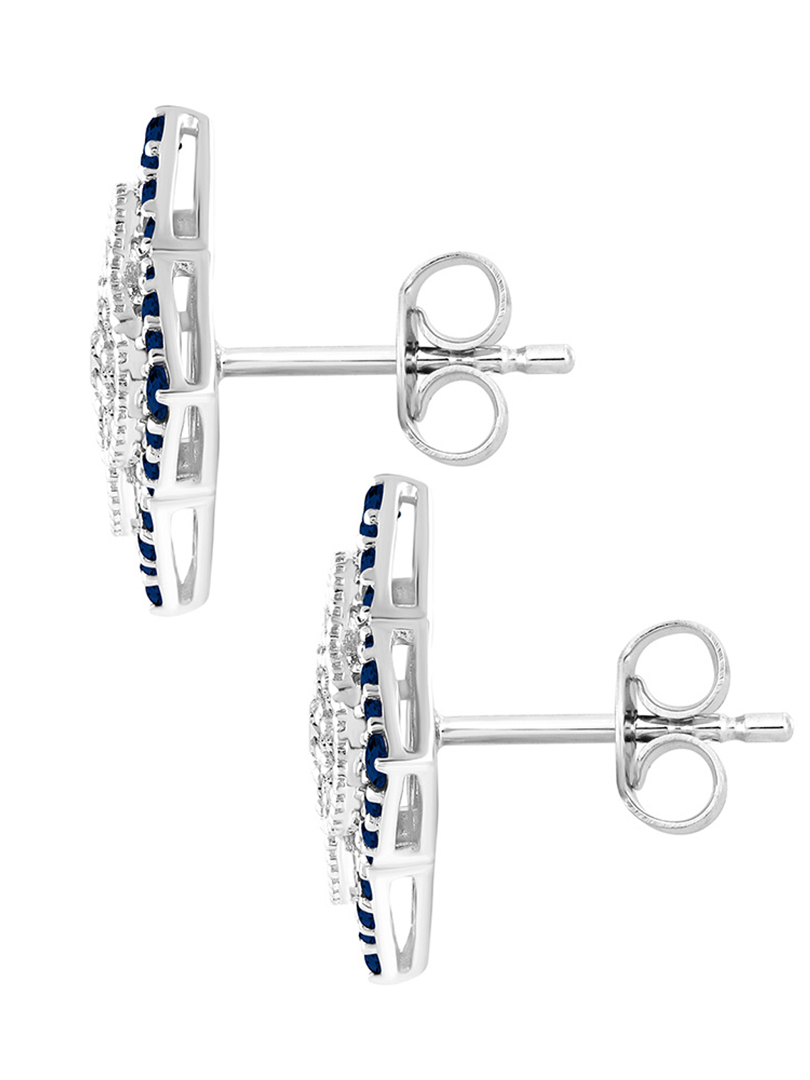 Aros Grandes Zafiros Azules y Diamantes en Oro Blanco 18K 3