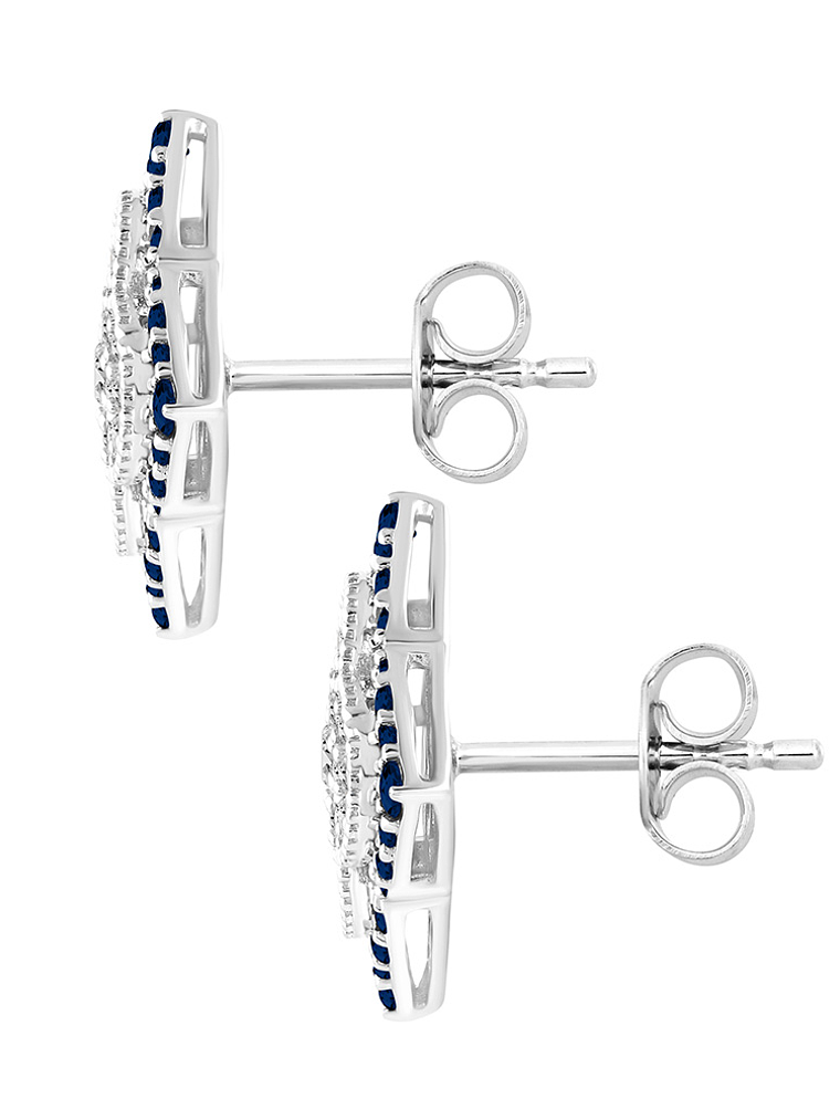 Aros Grandes Zafiros Azules y Diamantes en Oro Blanco 18K 3
