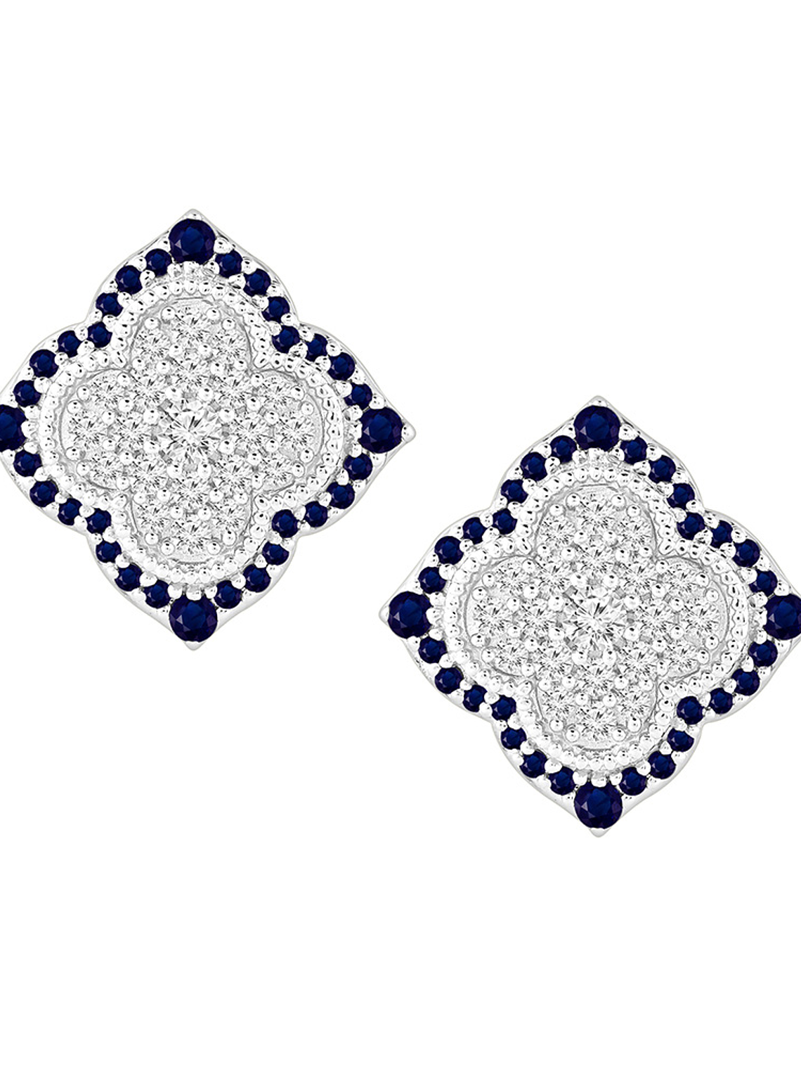 Aros Grandes Zafiros Azules y Diamantes en Oro Blanco 18K 1