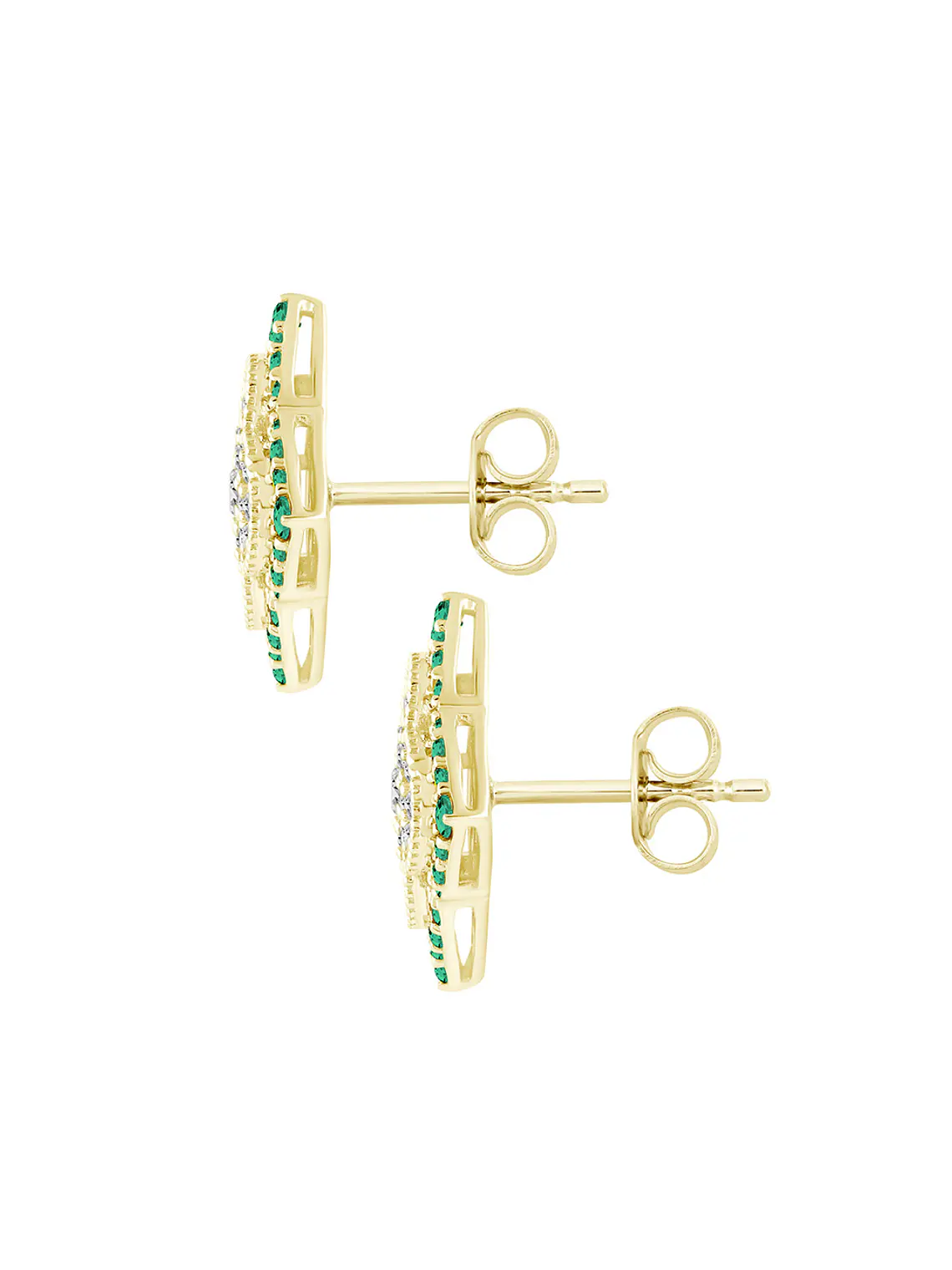 Aros Grandes Esmeraldas y Diamantes en Oro Amarillo 18K 3