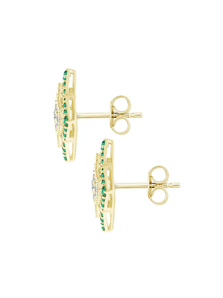 Aros Grandes Esmeraldas y Diamantes en Oro Amarillo 18K 3
