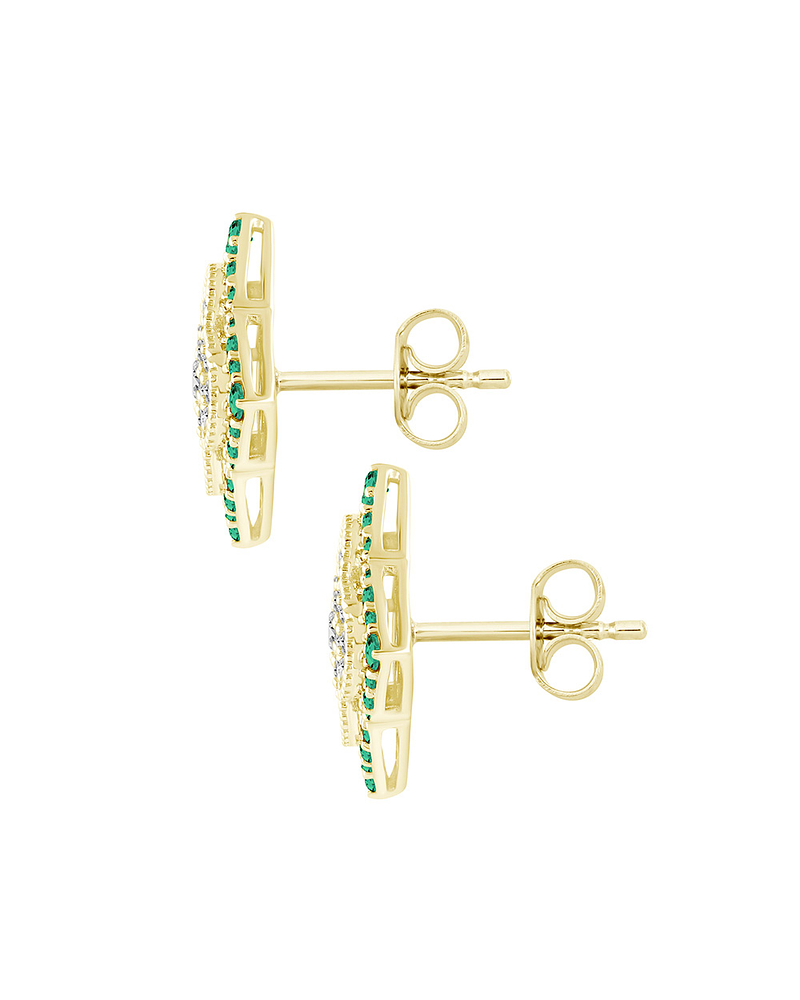 Aros Grandes Esmeraldas y Diamantes en Oro Amarillo 18K