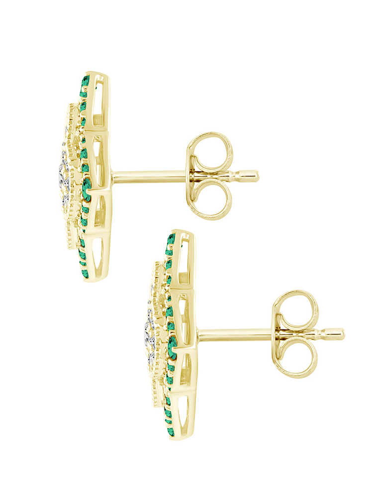 Aros Grandes Esmeraldas y Diamantes en Oro Amarillo 18K 3