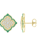 Aros Grandes Esmeraldas y Diamantes en Oro Amarillo 18K