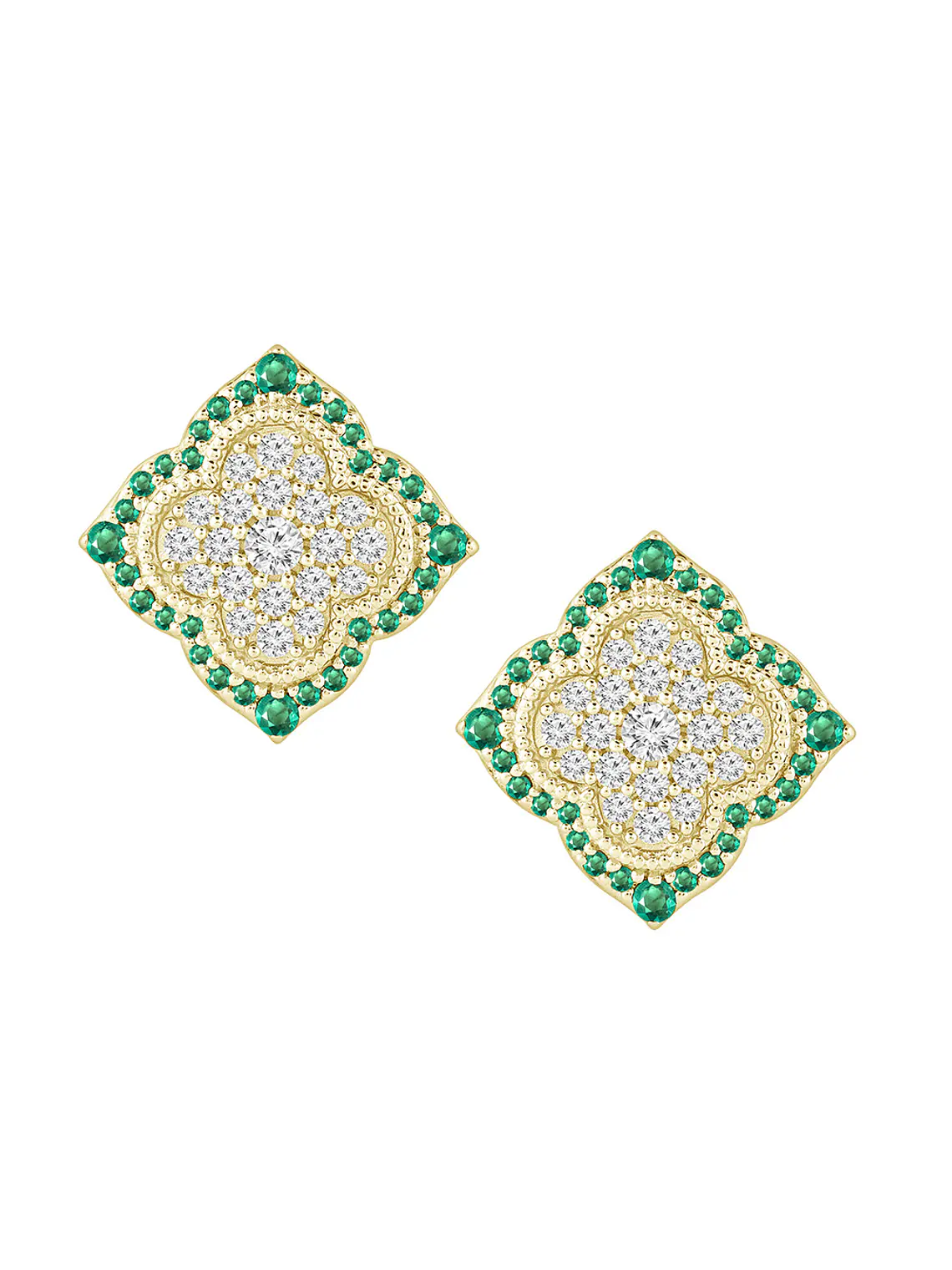 Aros Grandes Esmeraldas y Diamantes en Oro Amarillo 18K 1