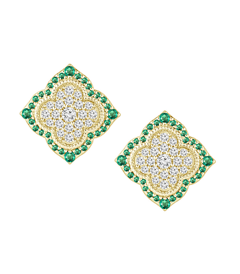 Aros Grandes Esmeraldas y Diamantes en Oro Amarillo 18K