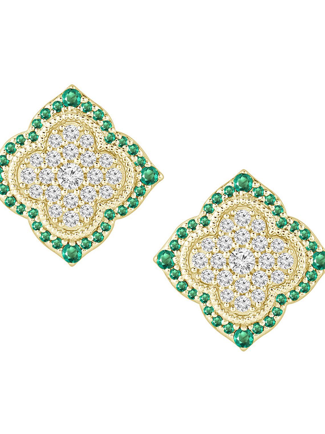 Aros Grandes Esmeraldas y Diamantes en Oro Amarillo 18K 1