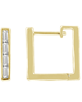 Aros Argollas Cuadradas Diamantes Baguette Oro Amarillo 18K