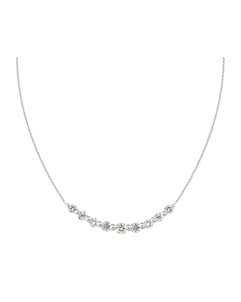 Collar Barrita M Diamantes en Oro Blanco 18K