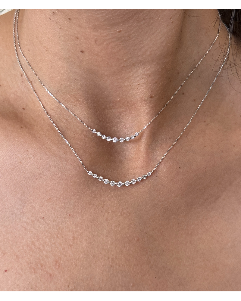 Collar Barrita M Diamantes en Oro Blanco 18K