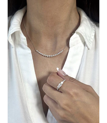 Collar Barrita Grande Diamantes Naturales en Oro Blanco 18K